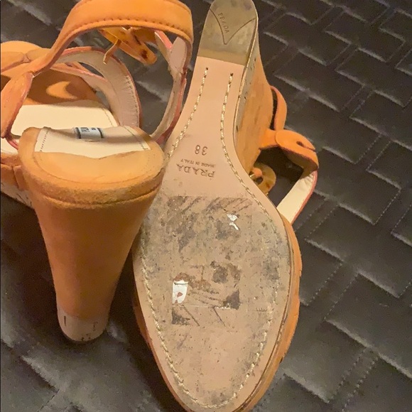 Prada orange suede platform sandals. - Picture 5 of 7